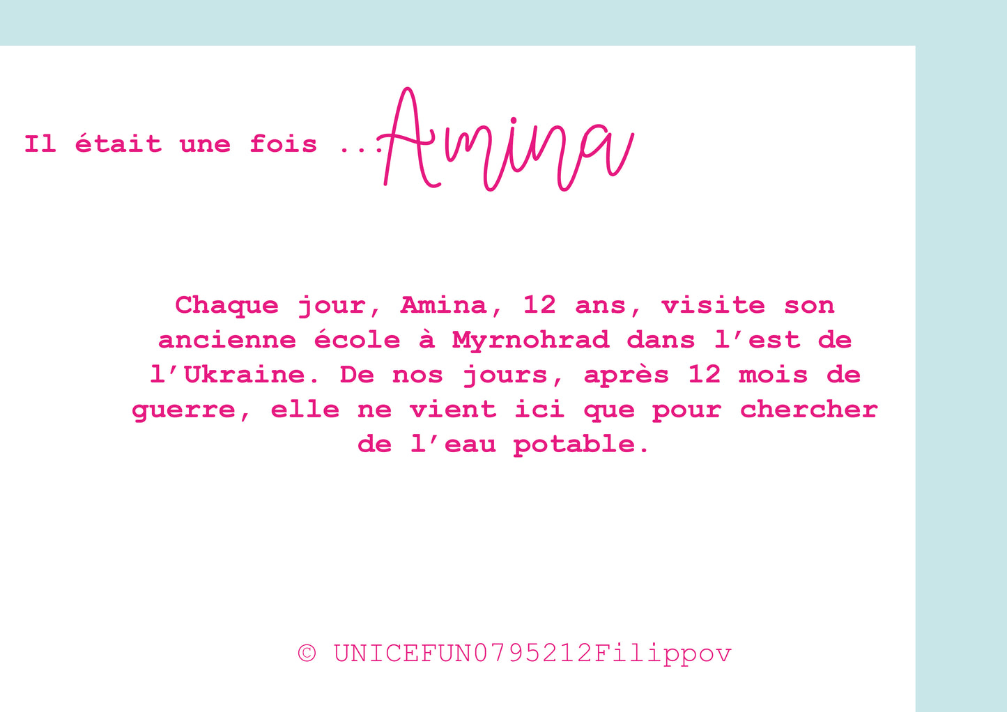 Portrait d'enfant en collaboration avec l'unicef : Il était une fois Amina