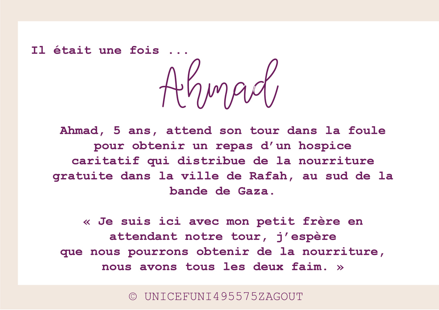 Portrait d'enfant en collaboration avec l'unicef : Il était une fois Ahmad