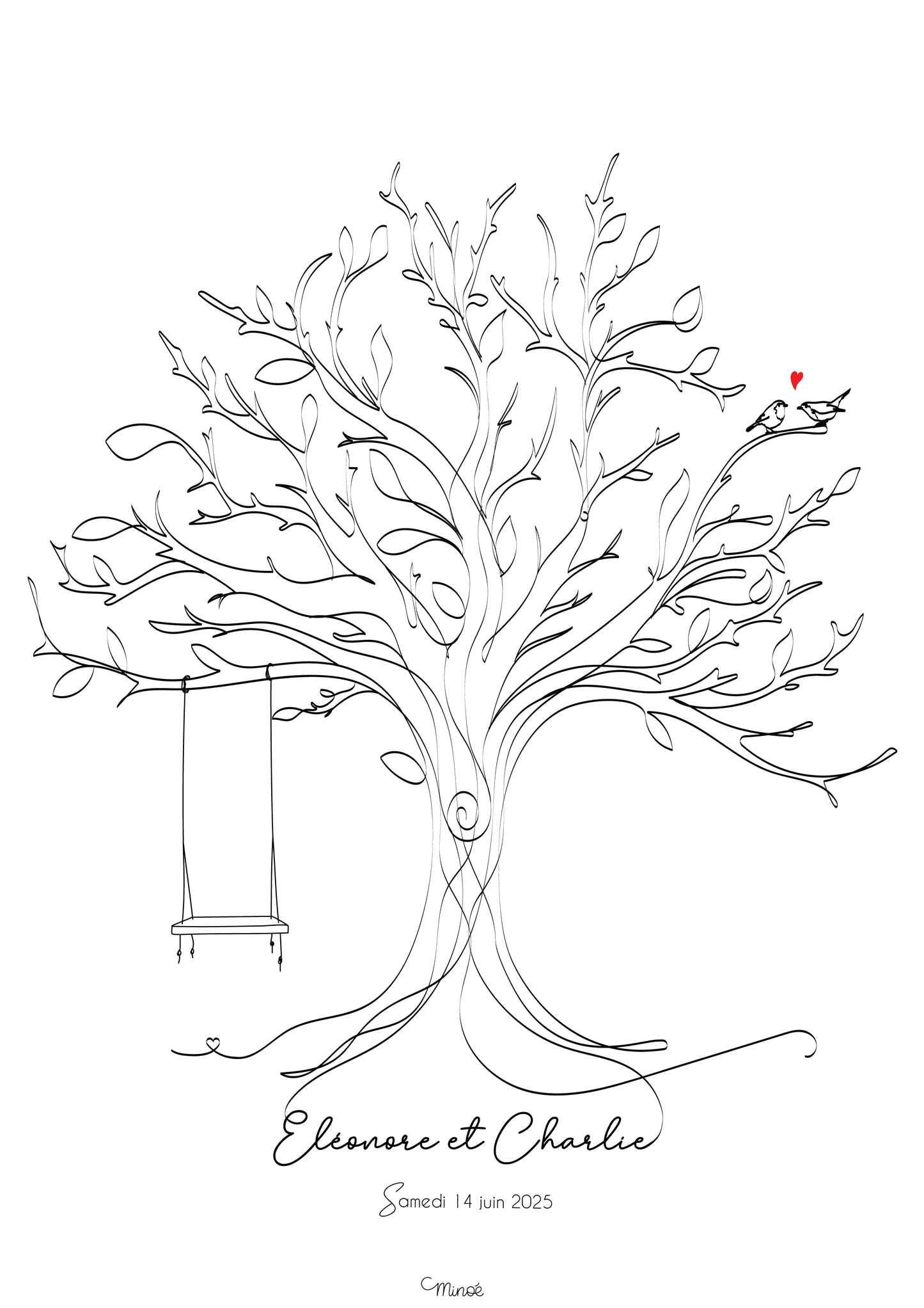 Support d'empreintes - arbre, petits oiseaux et balançoire