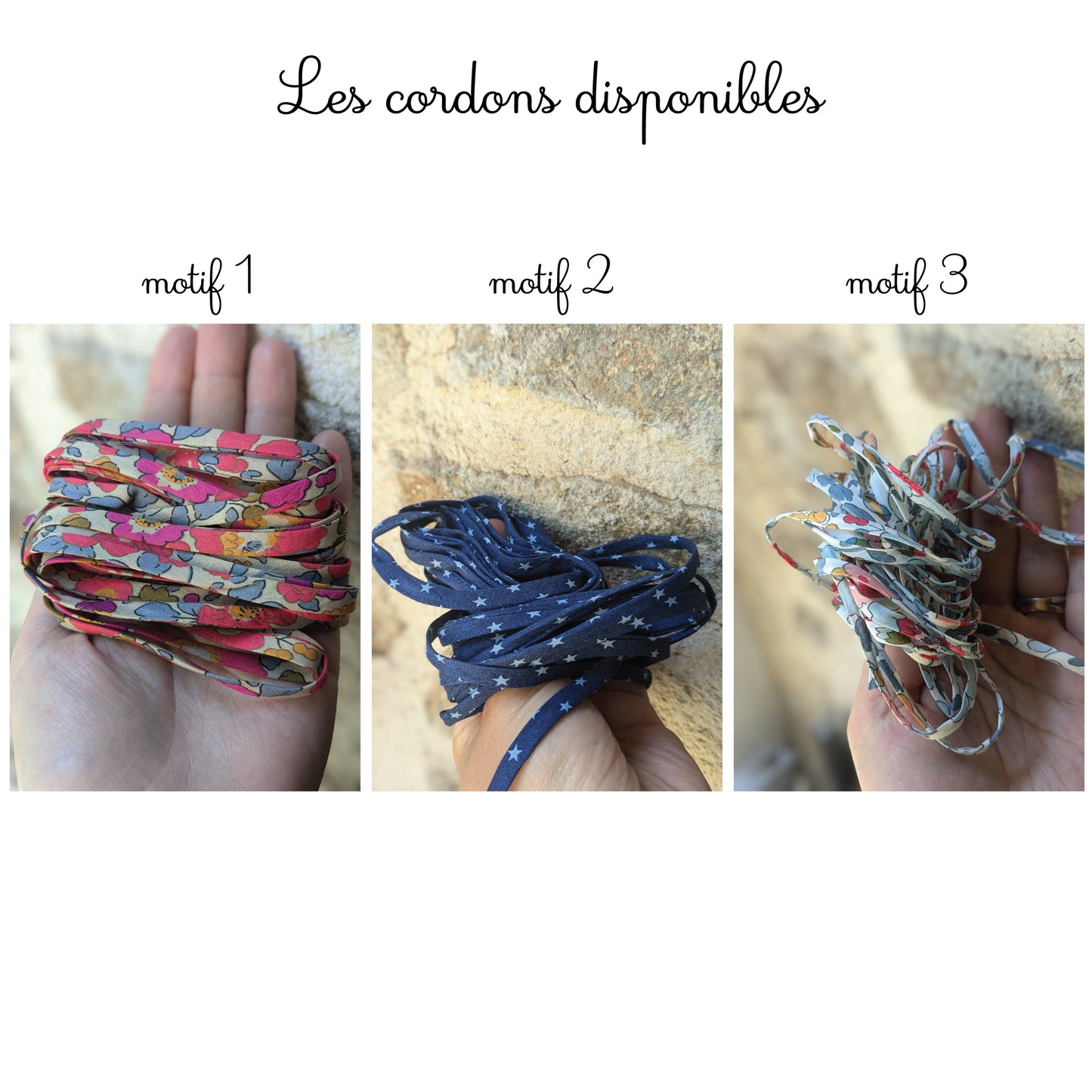 Petit bracelet prénom - bois et cordon à motif / Pastille pour les lacets