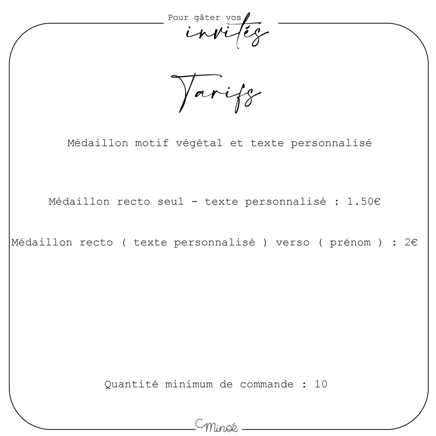 Pour gâter vos invités : un joli médaillon gravé