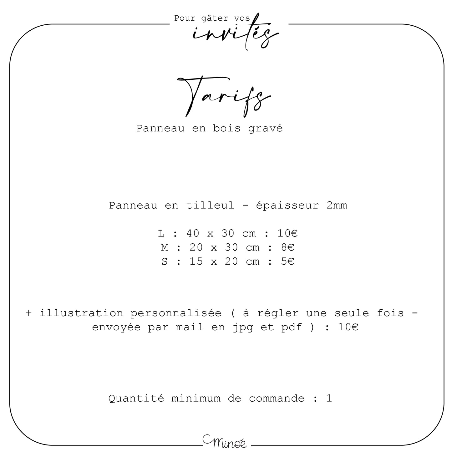 Pour accueillir vos invités : une jolie illustration gravée sur pieds