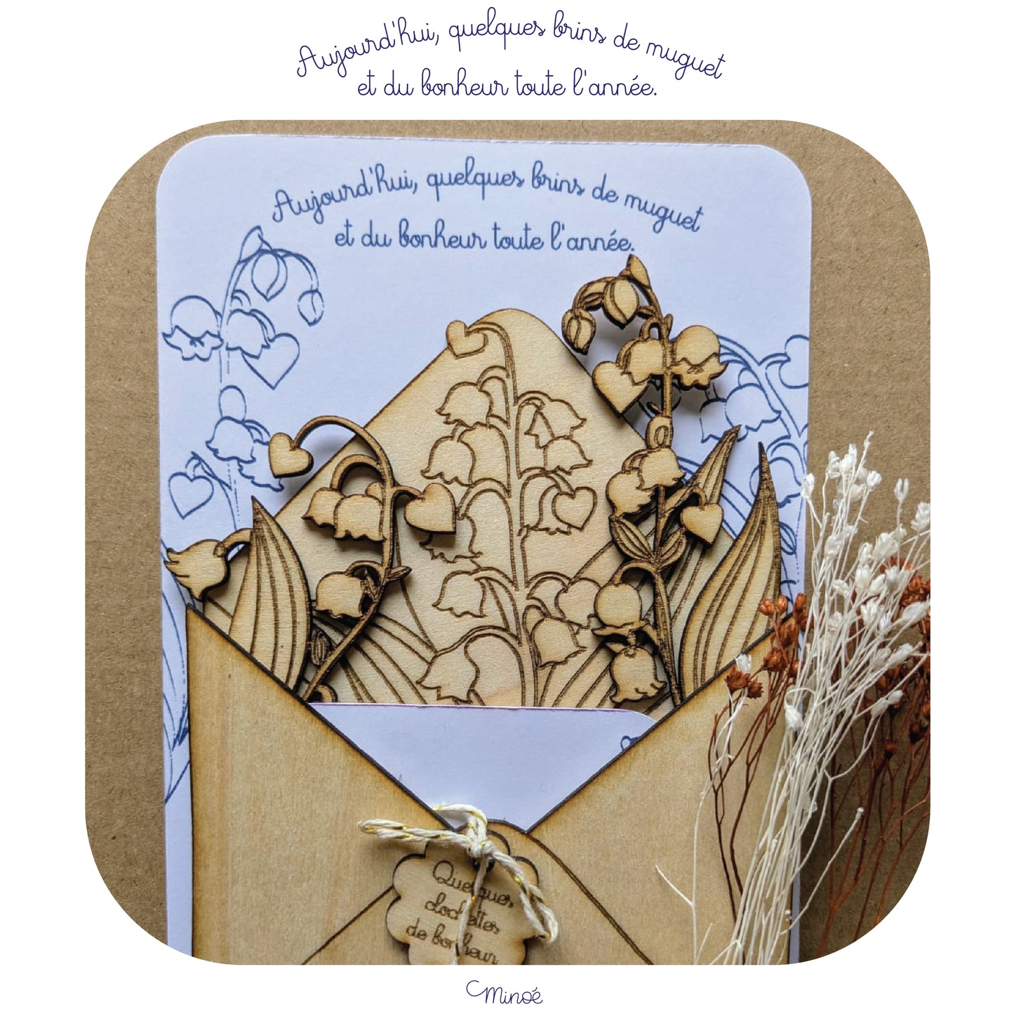 Magnet jolie enveloppe et brins de muguet