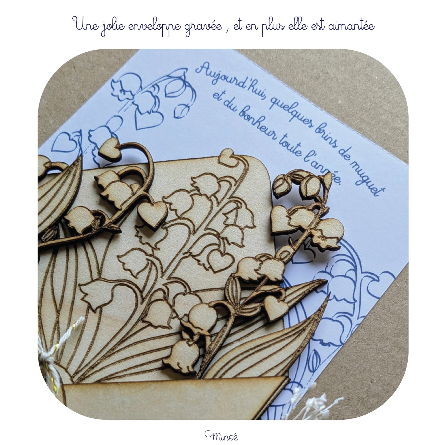 Magnet jolie enveloppe et brins de muguet