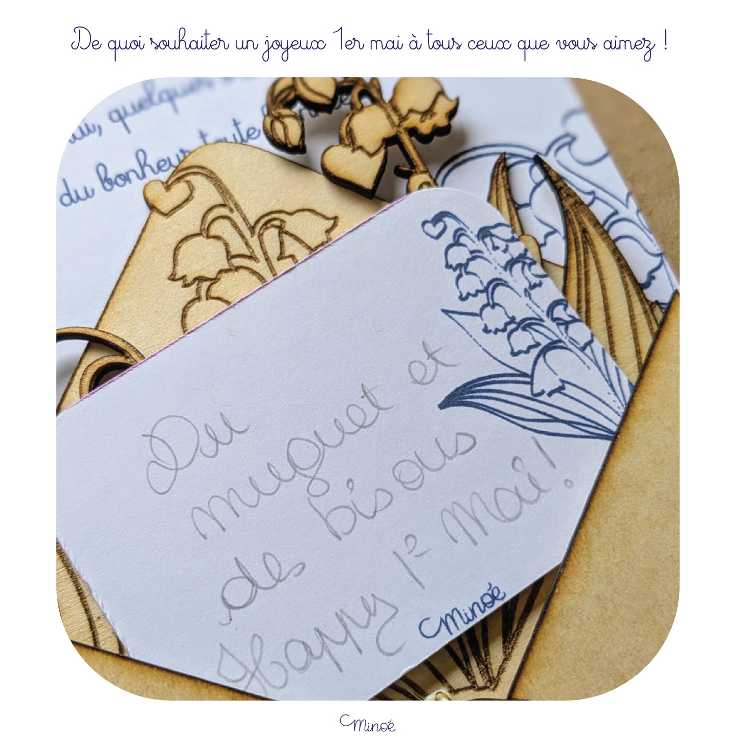 Magnet jolie enveloppe et brins de muguet