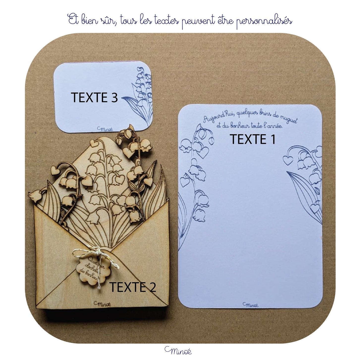 Magnet jolie enveloppe et brins de muguet