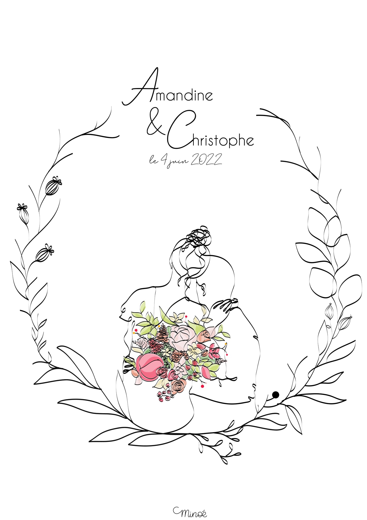 Support d'empreintes - couronne et mariés