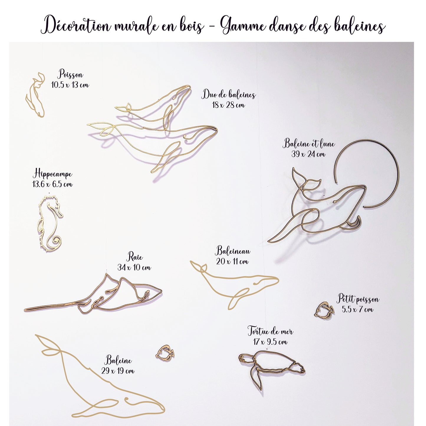 Décoration murale en bois : gamme danse des baleines