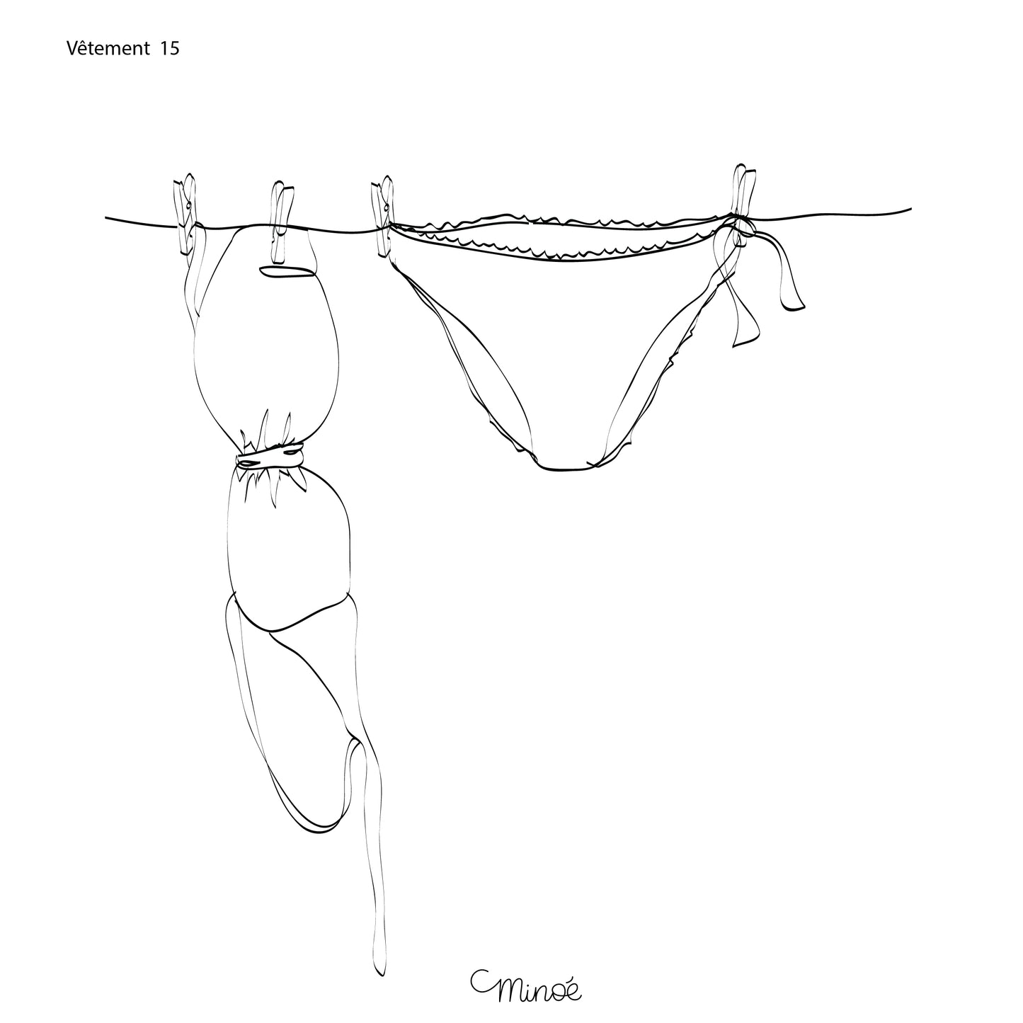 Illustration de famille - fil à linge