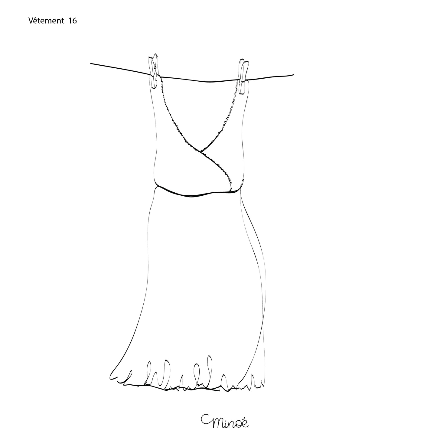 Illustration de famille - fil à linge