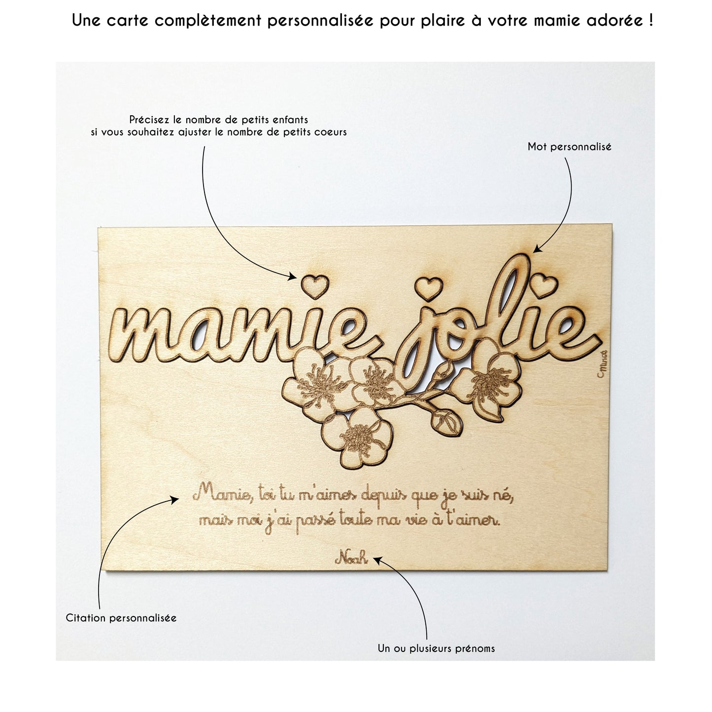 Carte gravée et décoration murale : Mamie jolie