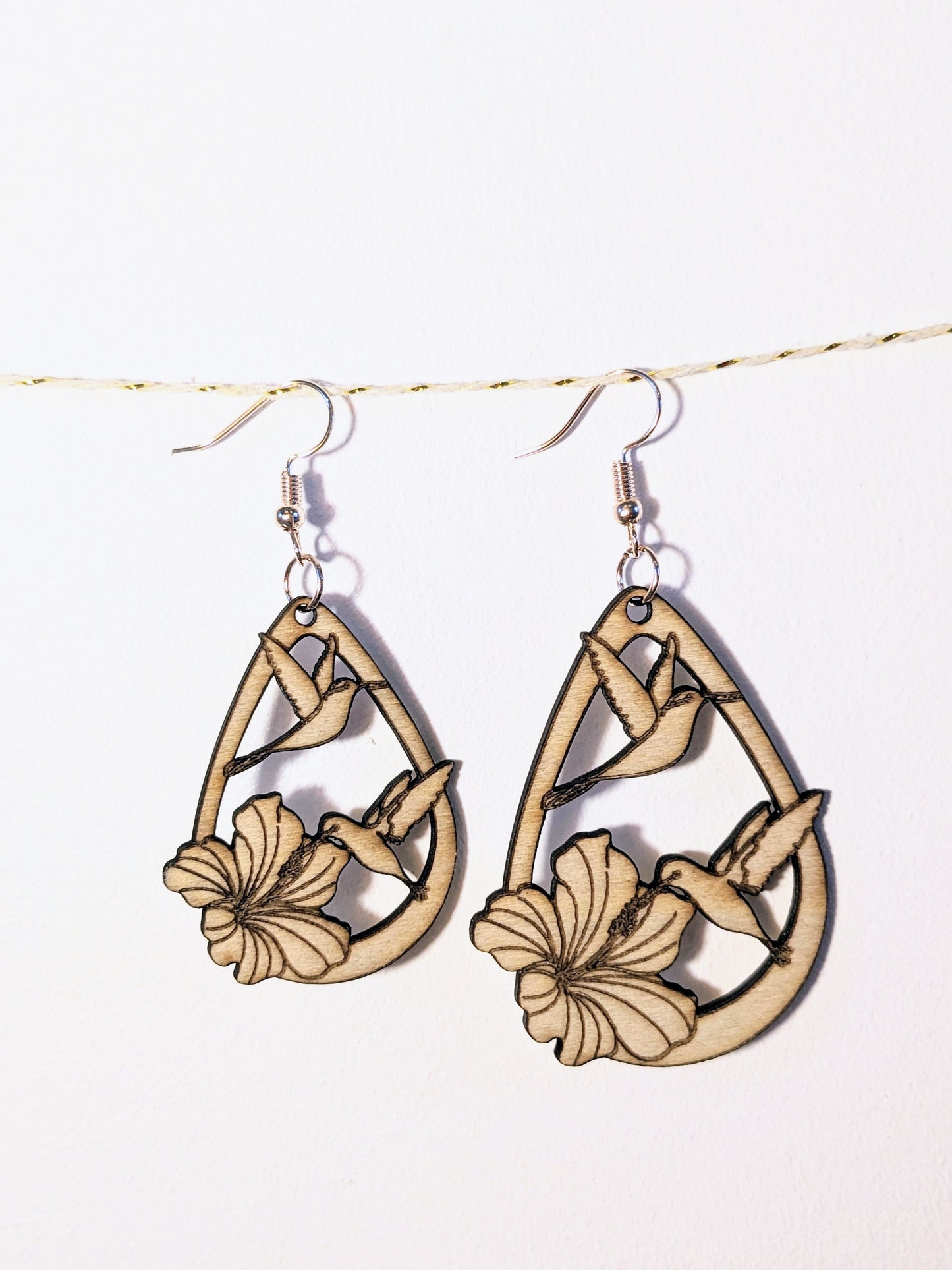 Boucles d'oreilles colibris fleuris