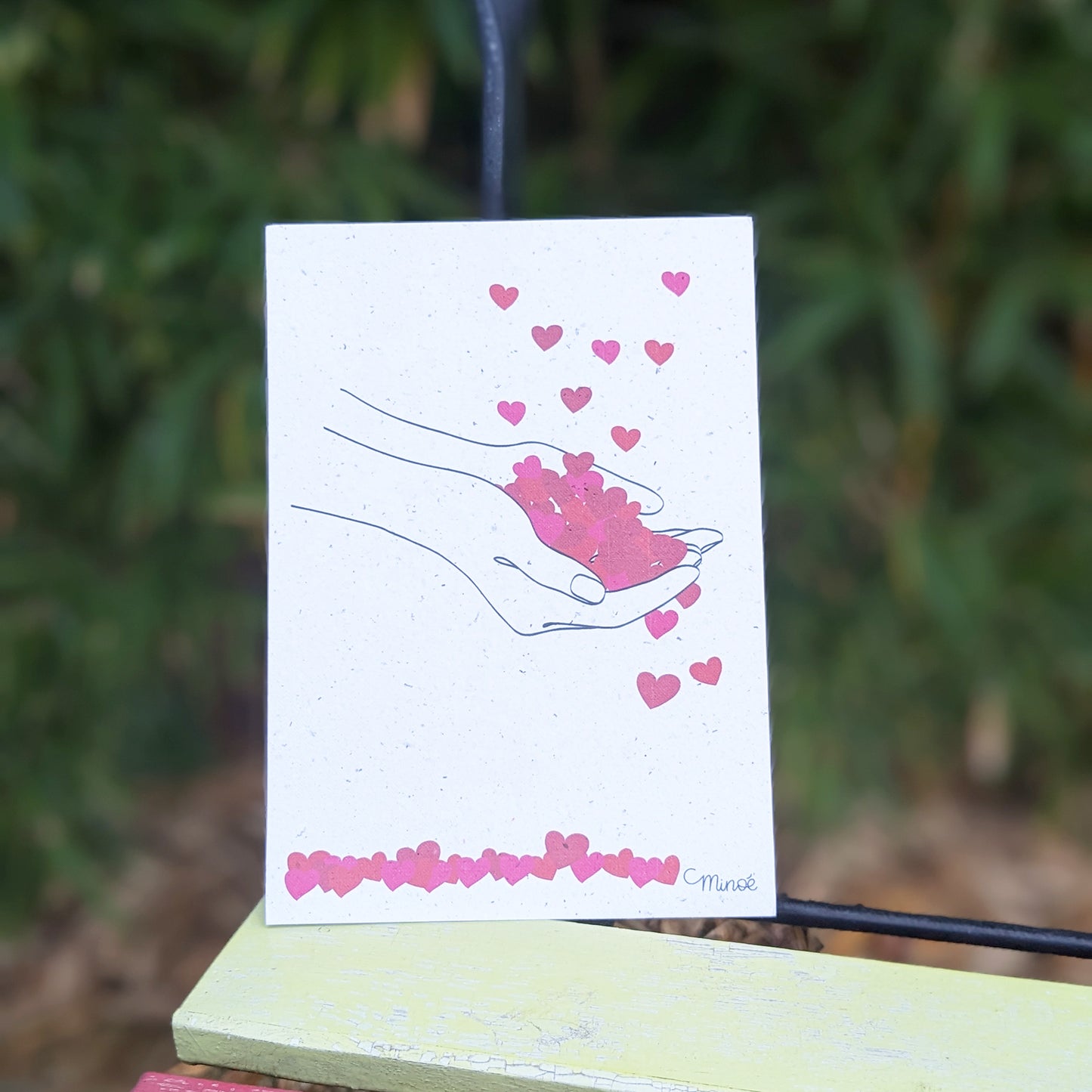 Carte à planter : Mains et coeurs