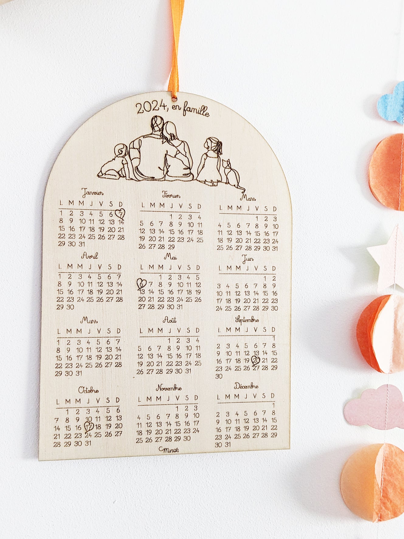 Calendrier personnalisé en bois