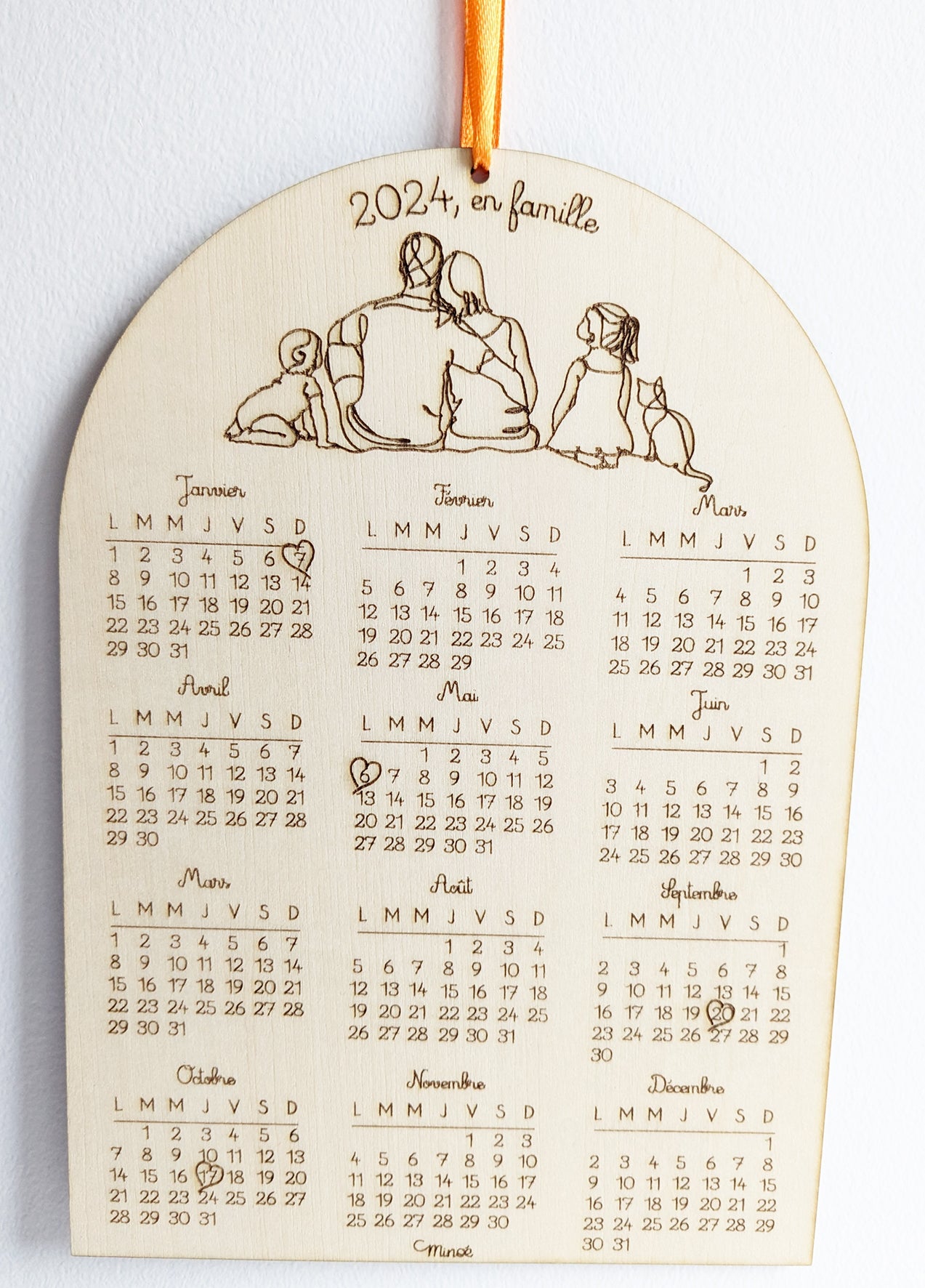 Calendrier personnalisé en bois