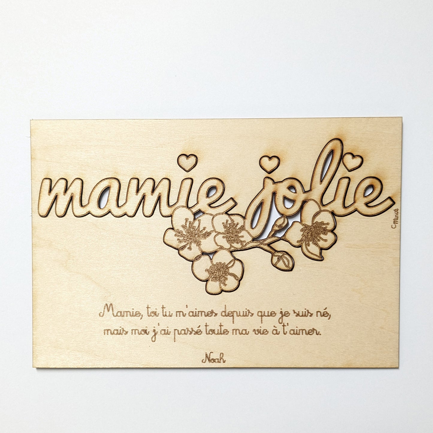 Carte gravée et décoration murale : Mamie jolie