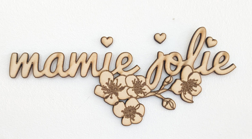 Carte gravée et décoration murale : Mamie fleurie