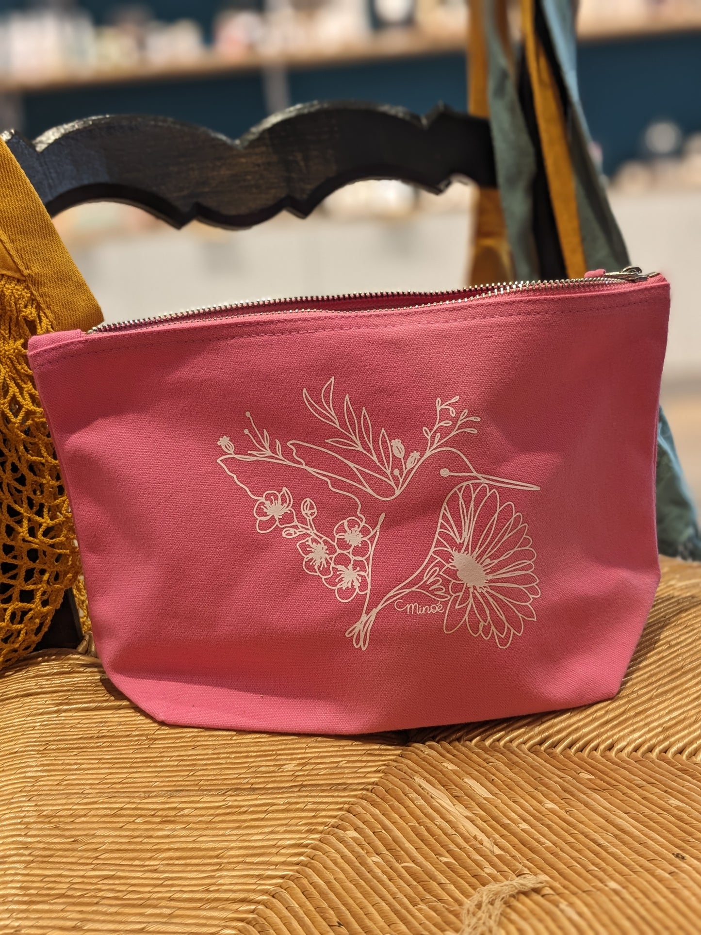 Trousse zippée coton bio - colibri