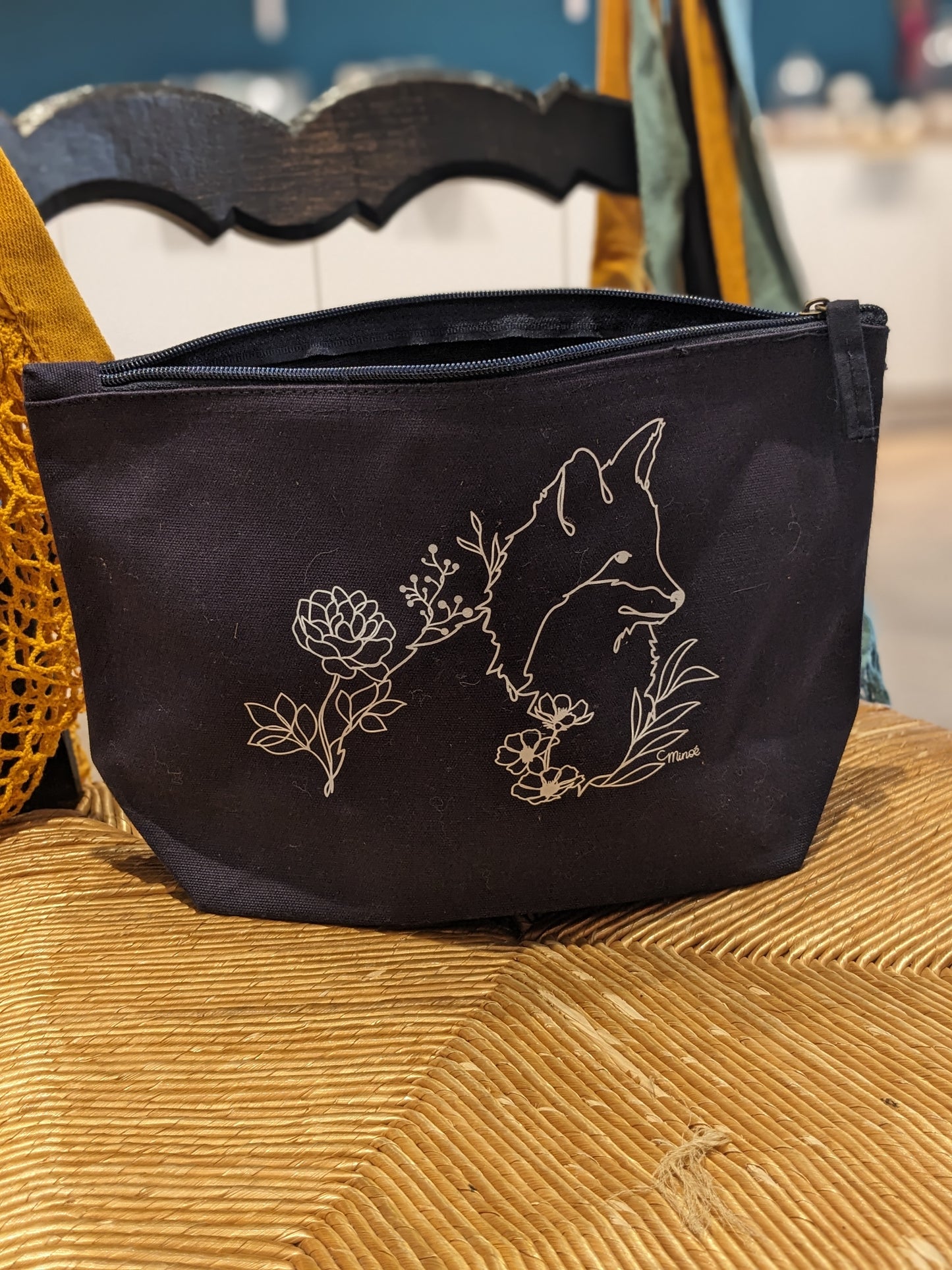Trousse zippée coton bio - renard