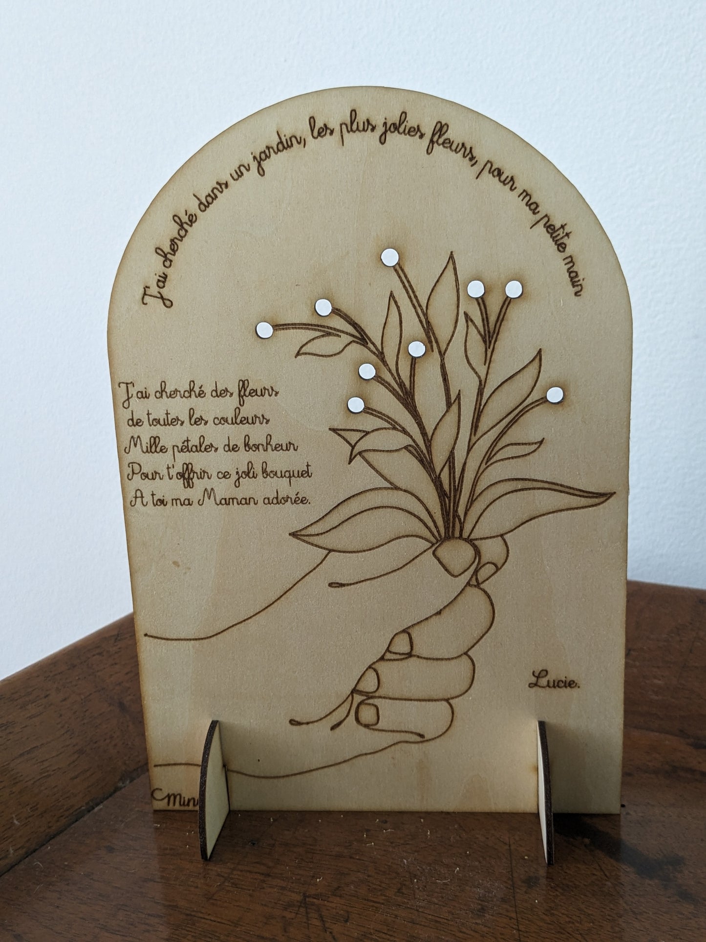 Support de bouquet personnalisé : bonne fête Maman