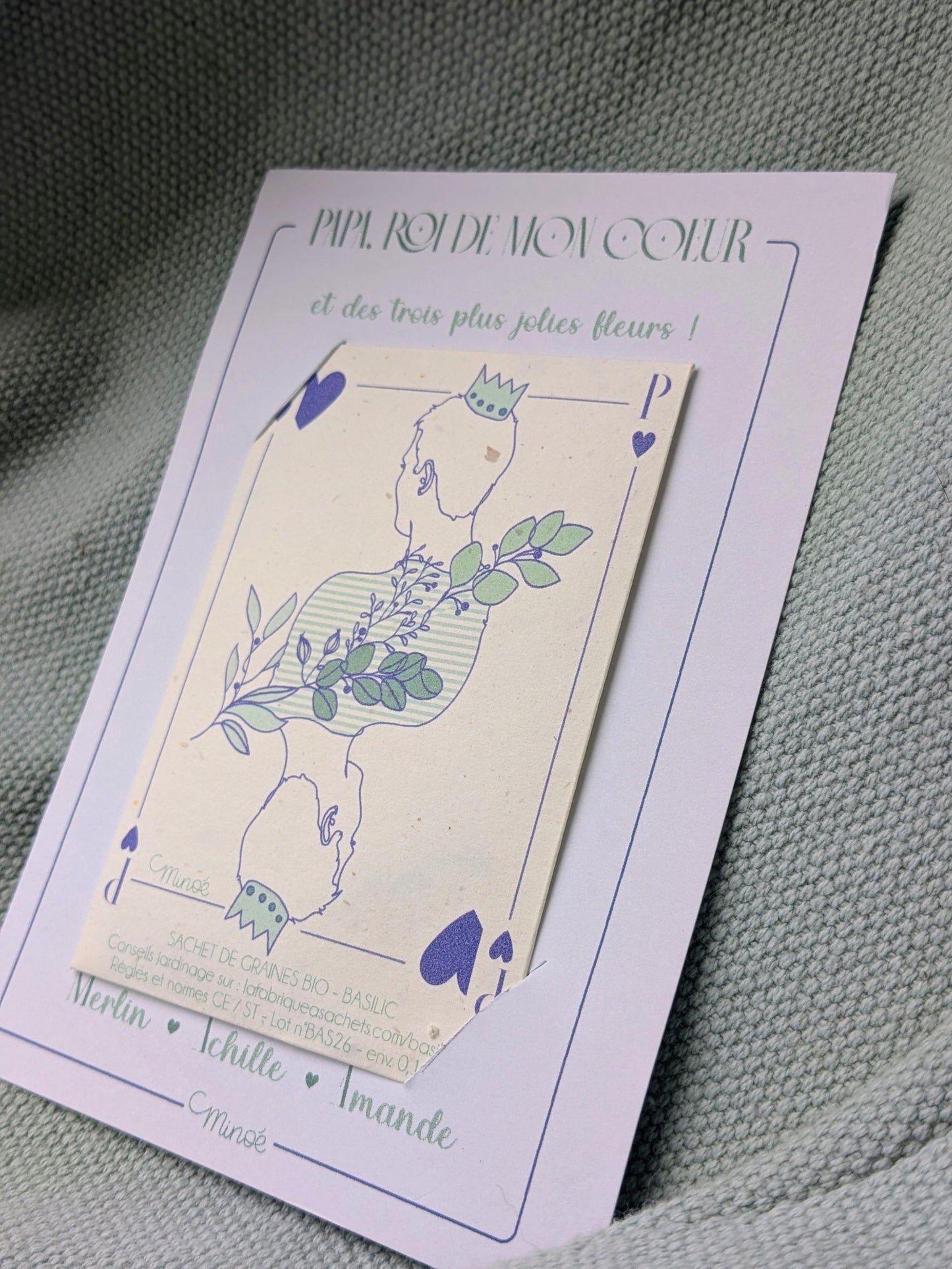 Carte à semer personnalisée : Papa roi de mon coeur