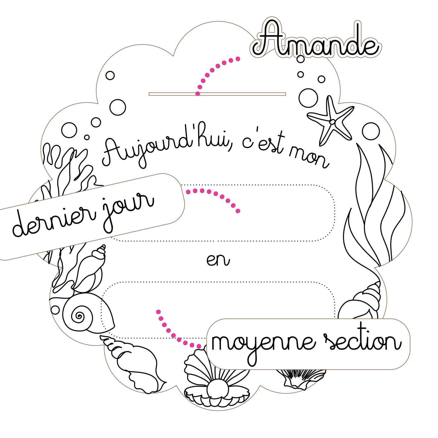 Pancarte personnalisée : mon premier / dernier jour