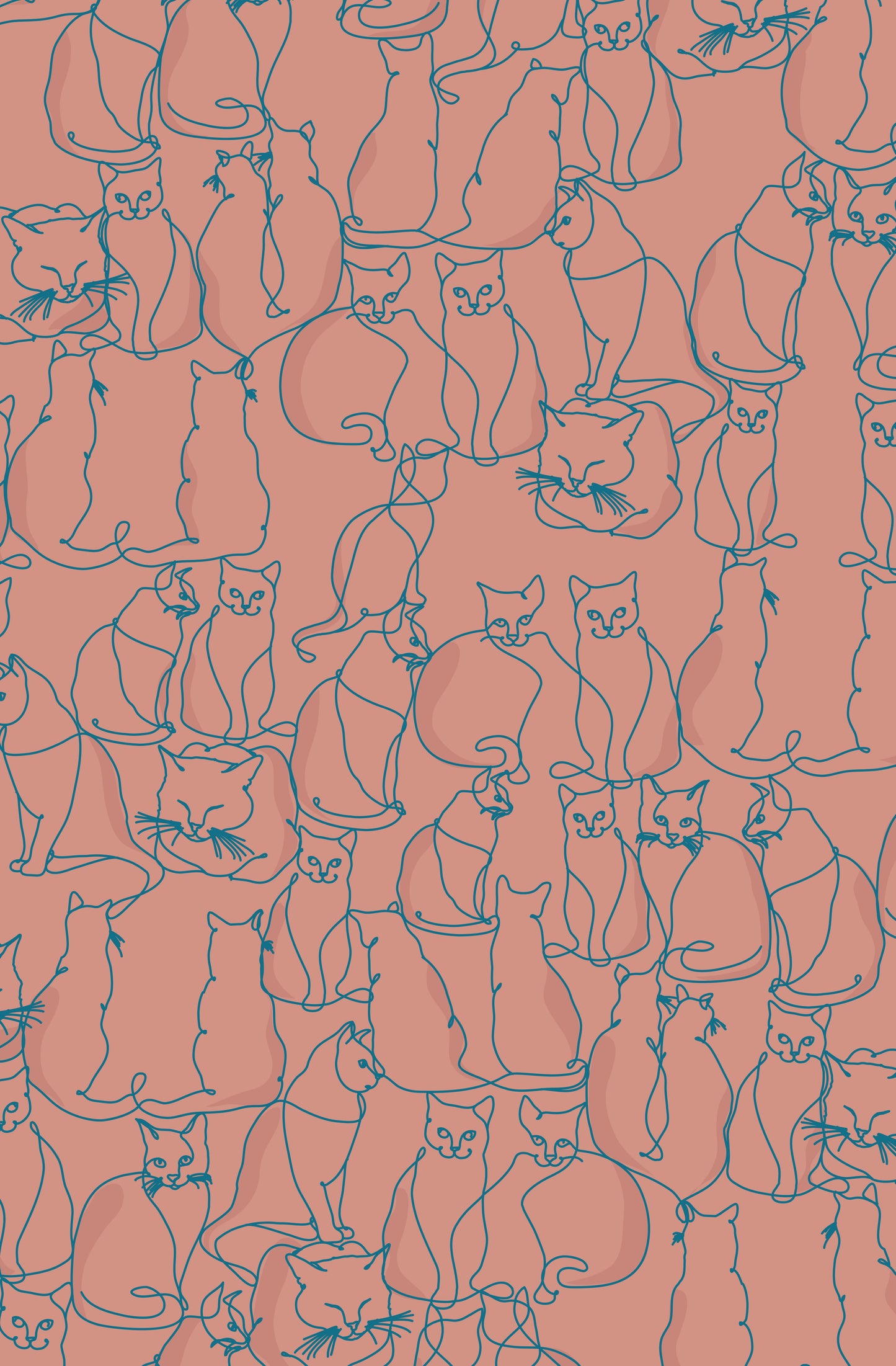 Tissu velours au mètre : motif chats, couleur personnalisée