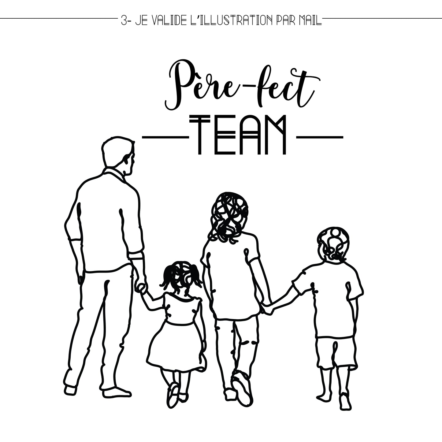 Illustration personnalisée Père-fect team : lignes de bois