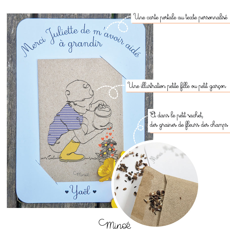 Carte personnalisée - Merci prêt à semer