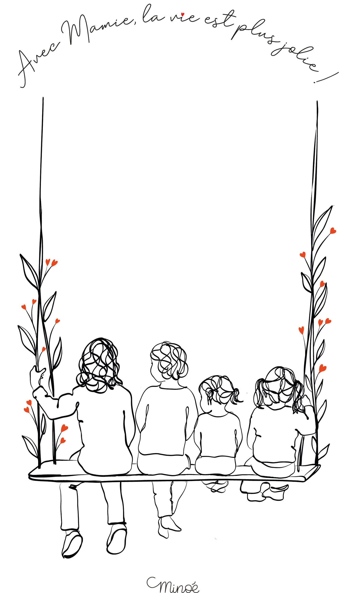 Illustration personnalisée : avec Mamie, la vie est plus jolie