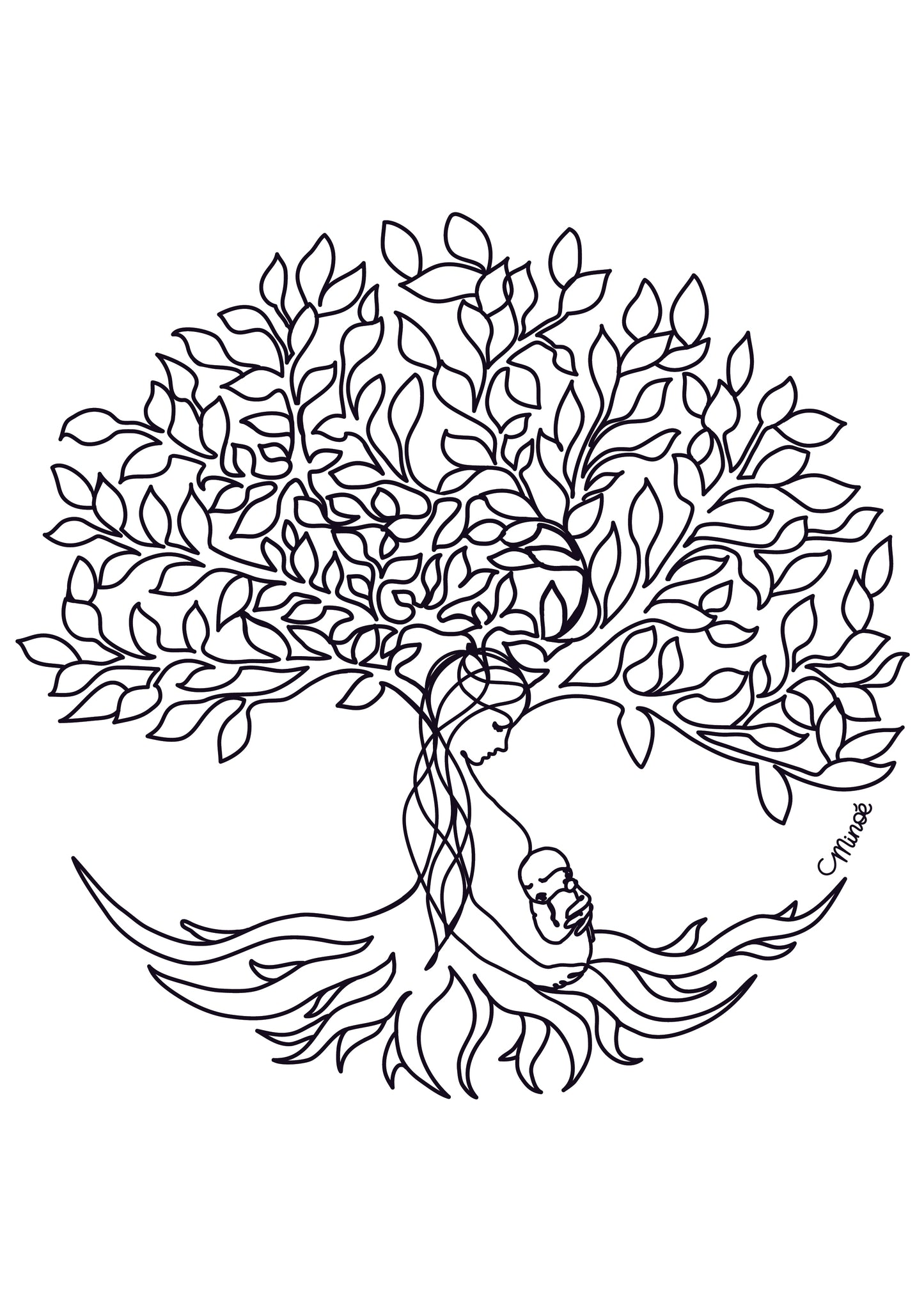 Carte postale arbre de vie Maman-Bébé / Future Maman