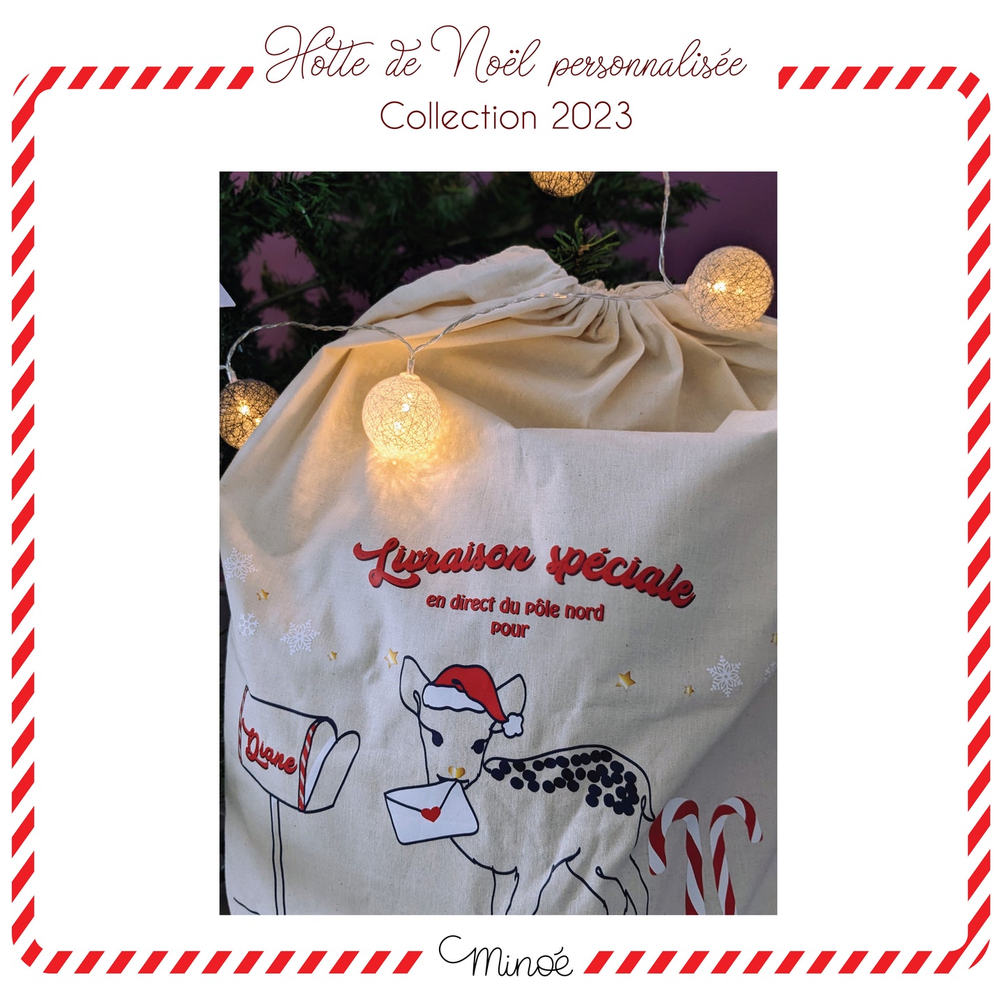 Hotte de Noël personnalisée - collection 2023