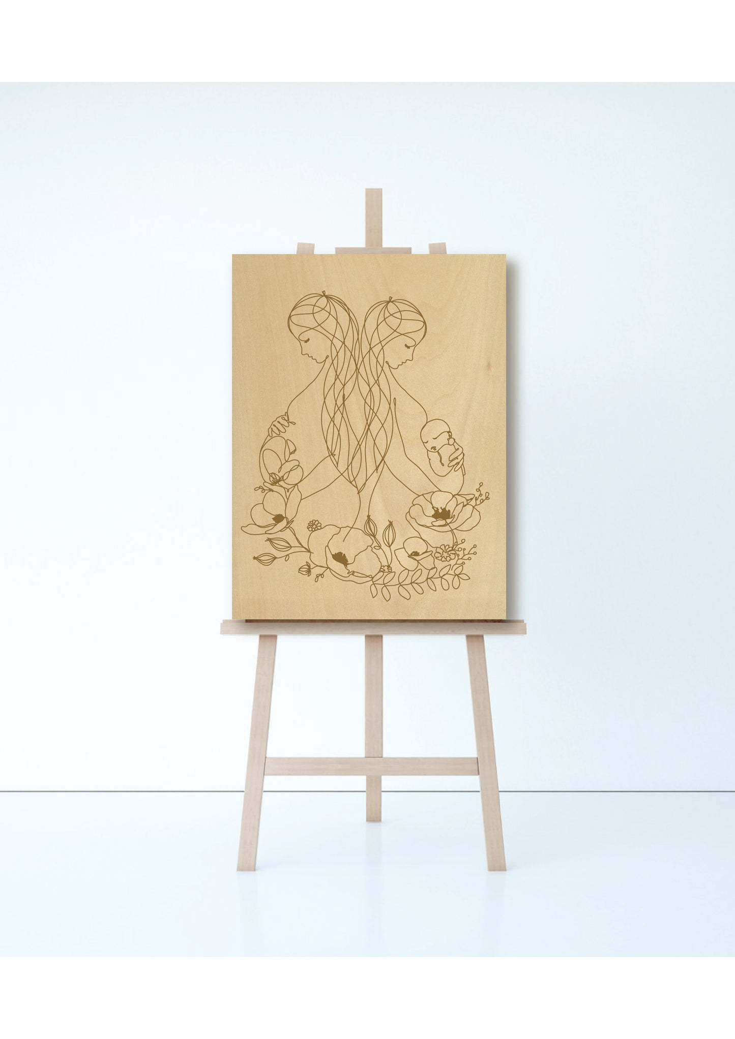 Panneau bois et jolie illustration gravée