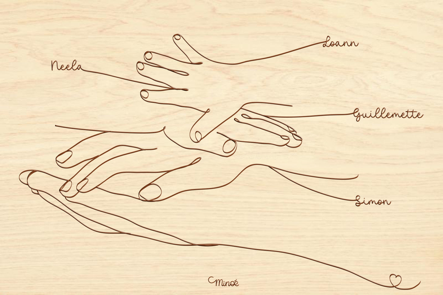 Collection capsule fête des papas - illustration gravée - modèle Famille de mains