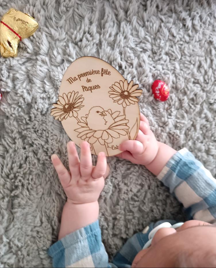 Oeuf en bois personnalisé : ma première fête de Pâques
