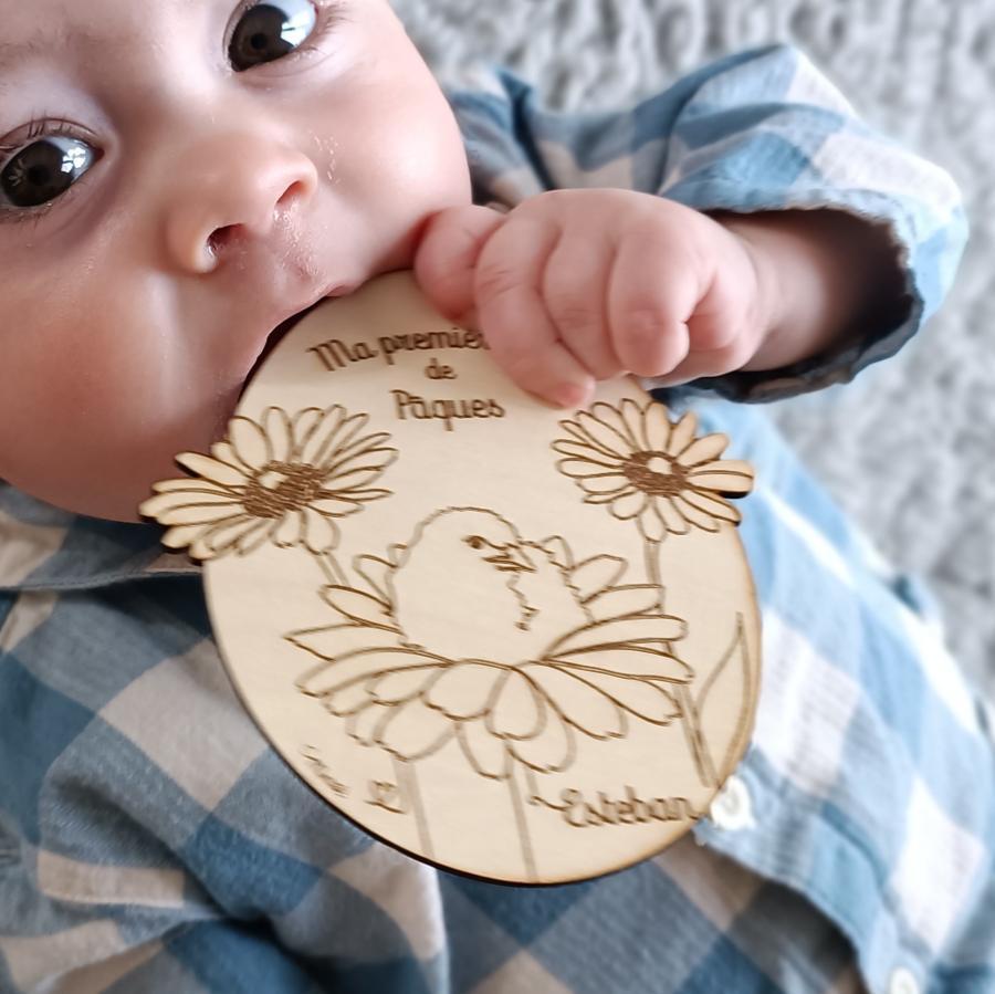 Oeuf en bois personnalisé : ma première fête de Pâques