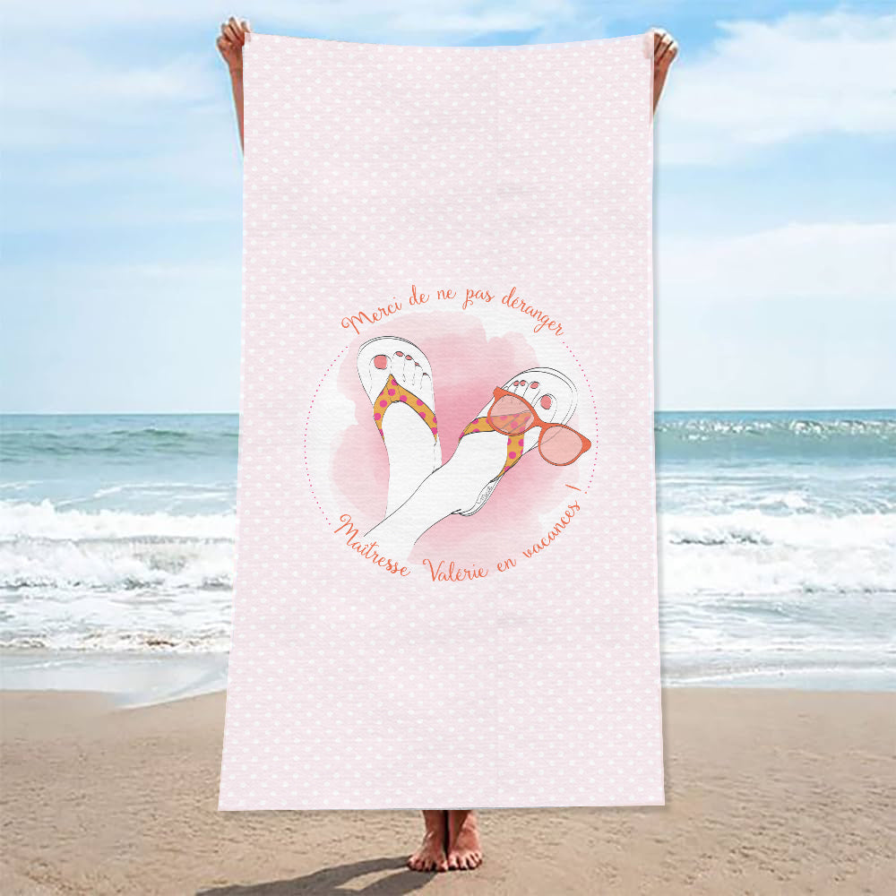 Serviette de bain - La maîtresse/ nounou/ prof / atsem en vacances