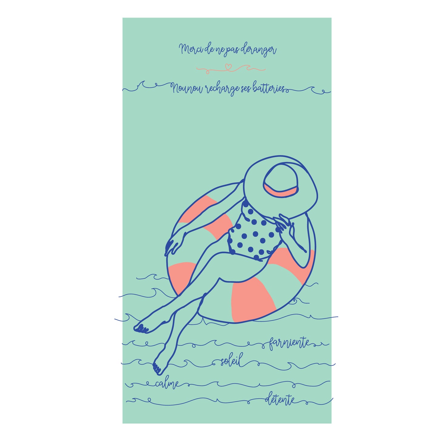 Serviette de bain - Ne pas déranger la maîtresse/ nounou/ prof / atsem recharge ses batteries