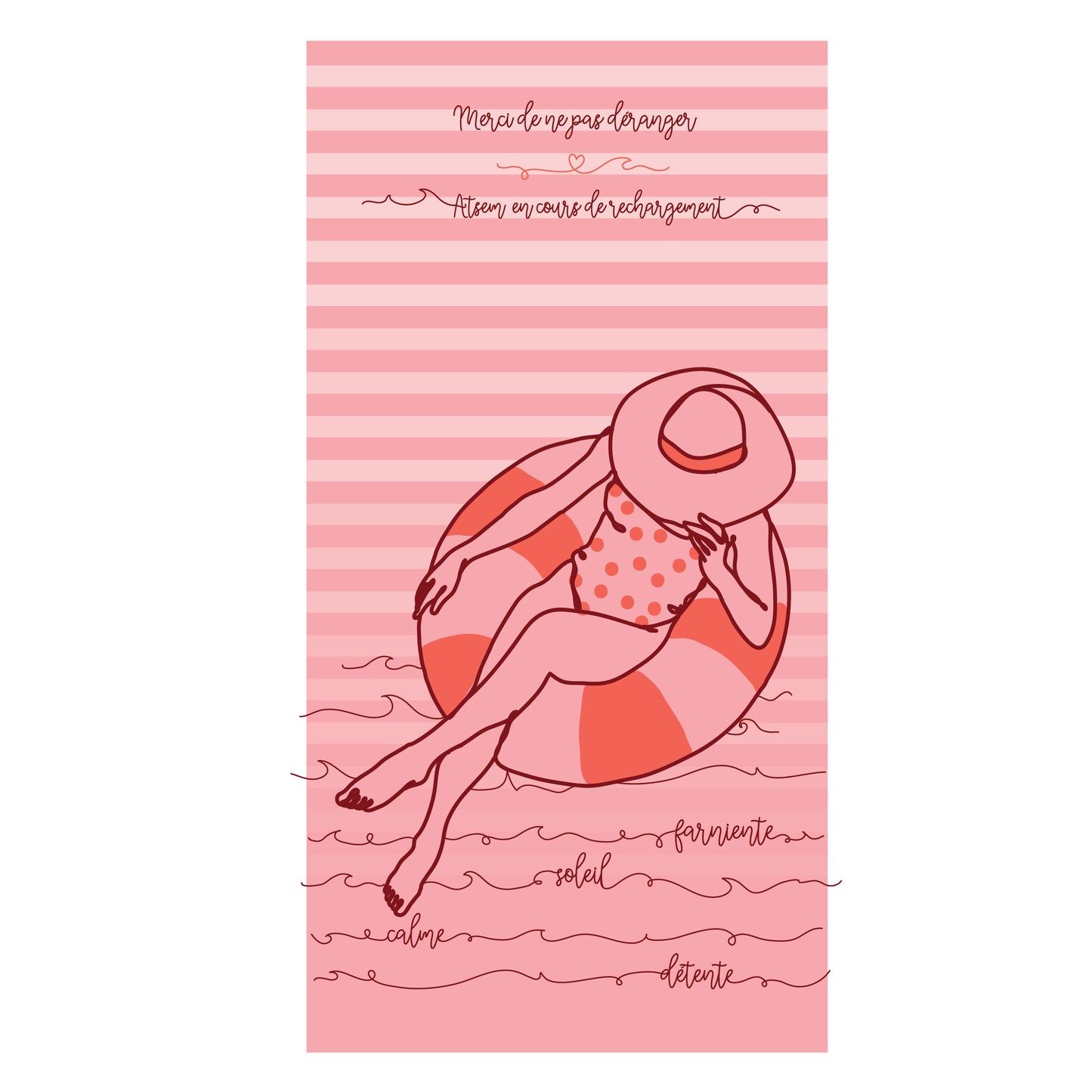 Serviette de bain - Ne pas déranger la maîtresse/ nounou/ prof / atsem recharge ses batteries