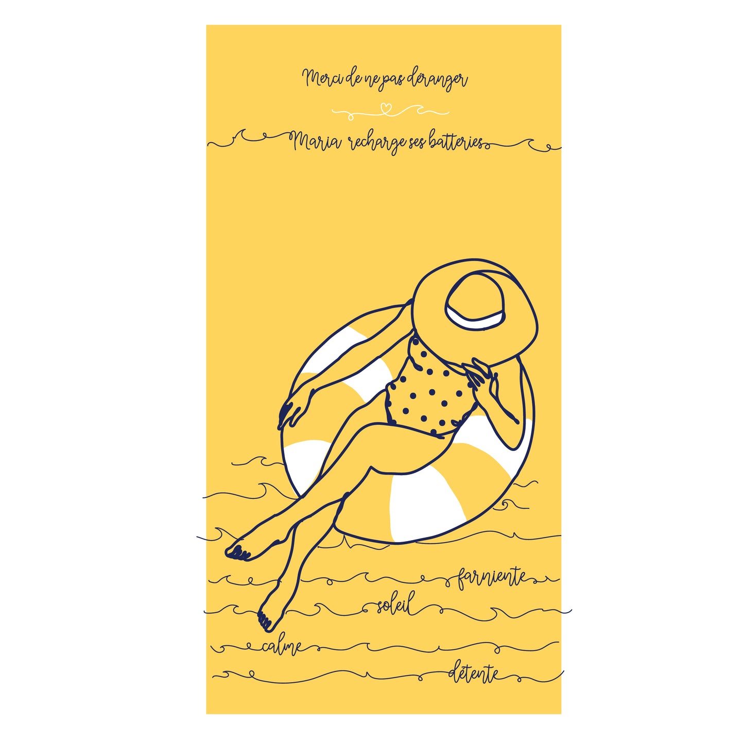 Serviette de bain - Ne pas déranger la maîtresse/ nounou/ prof / atsem recharge ses batteries