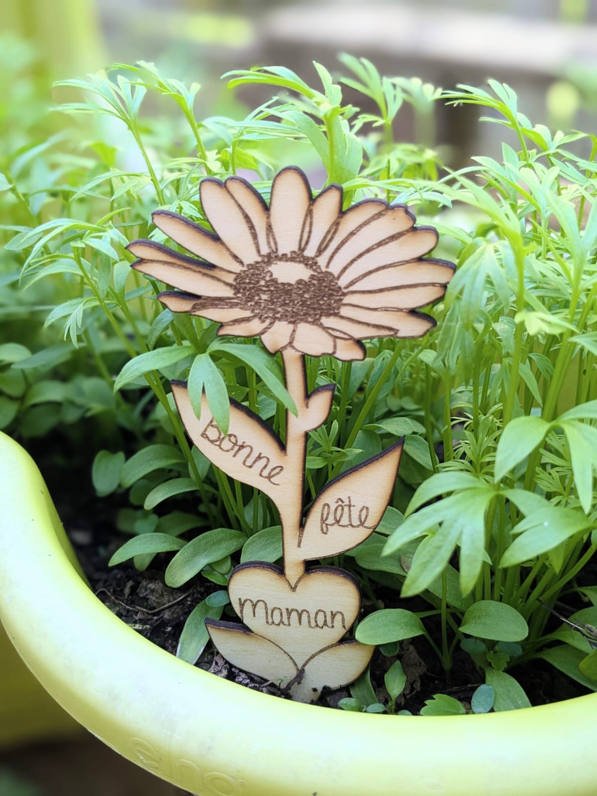 Carte à planter + tuteur en bois : Bonne fête Maman