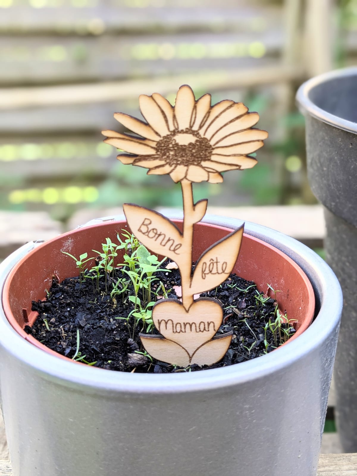 Carte à planter + tuteur en bois : Bonne fête Maman