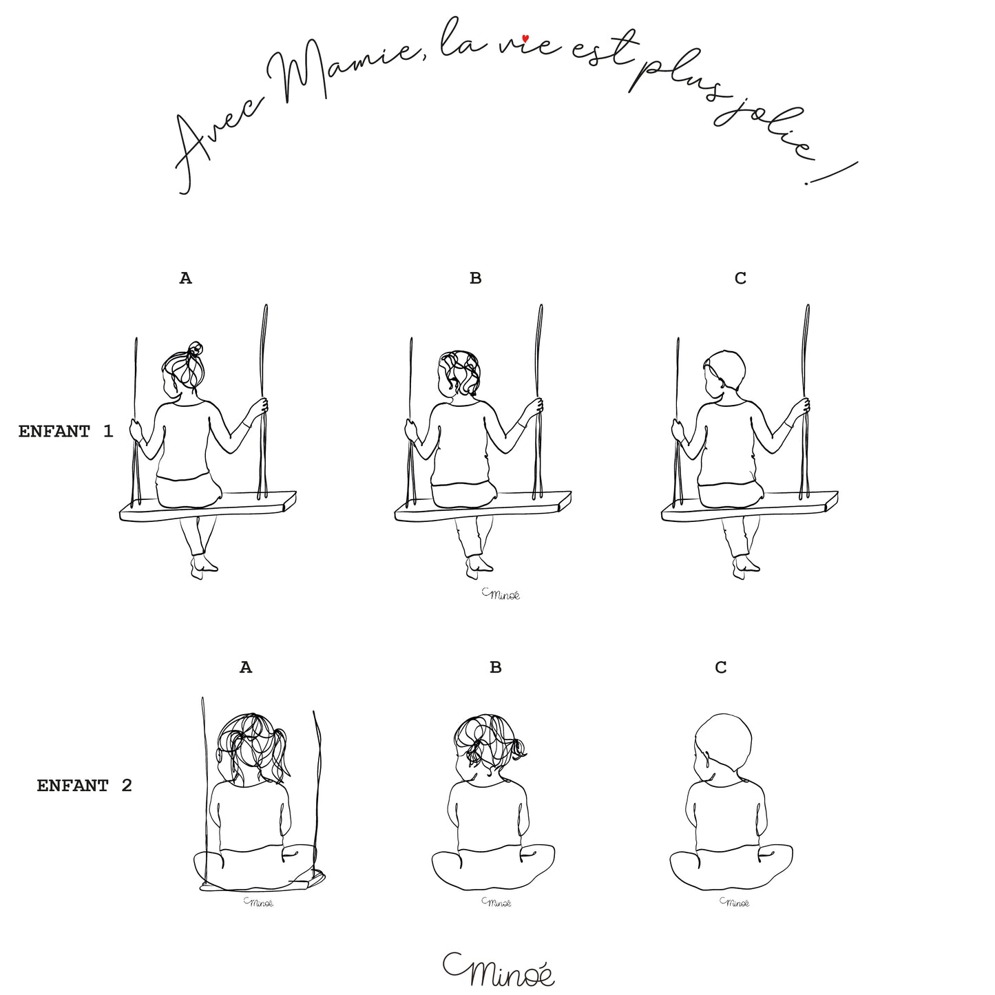 Illustration personnalisée : avec Mamie, la vie est plus jolie