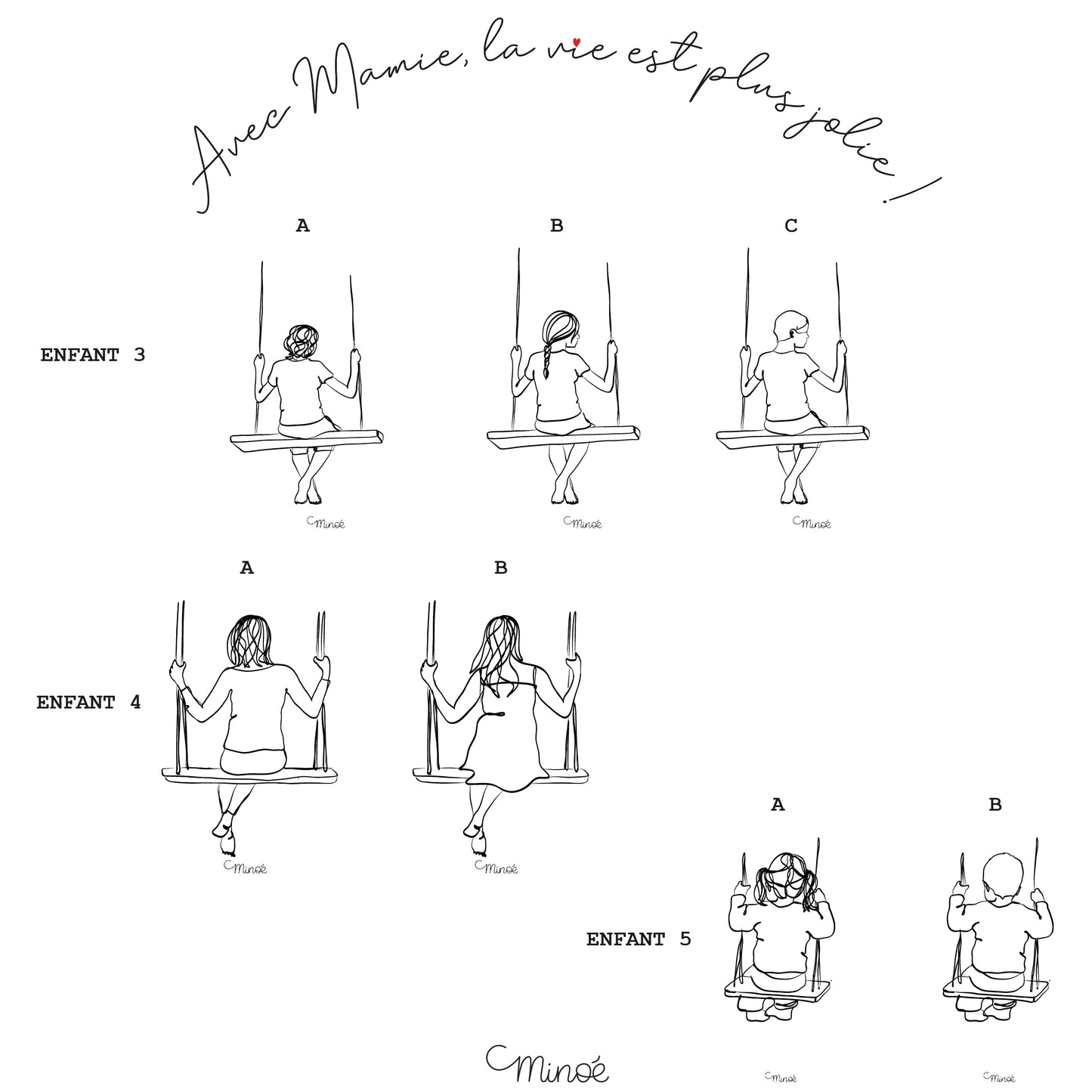 Illustration personnalisée : avec Mamie, la vie est plus jolie