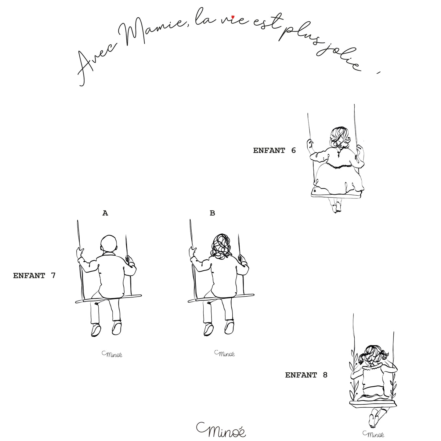 Illustration personnalisée : avec Mamie, la vie est plus jolie