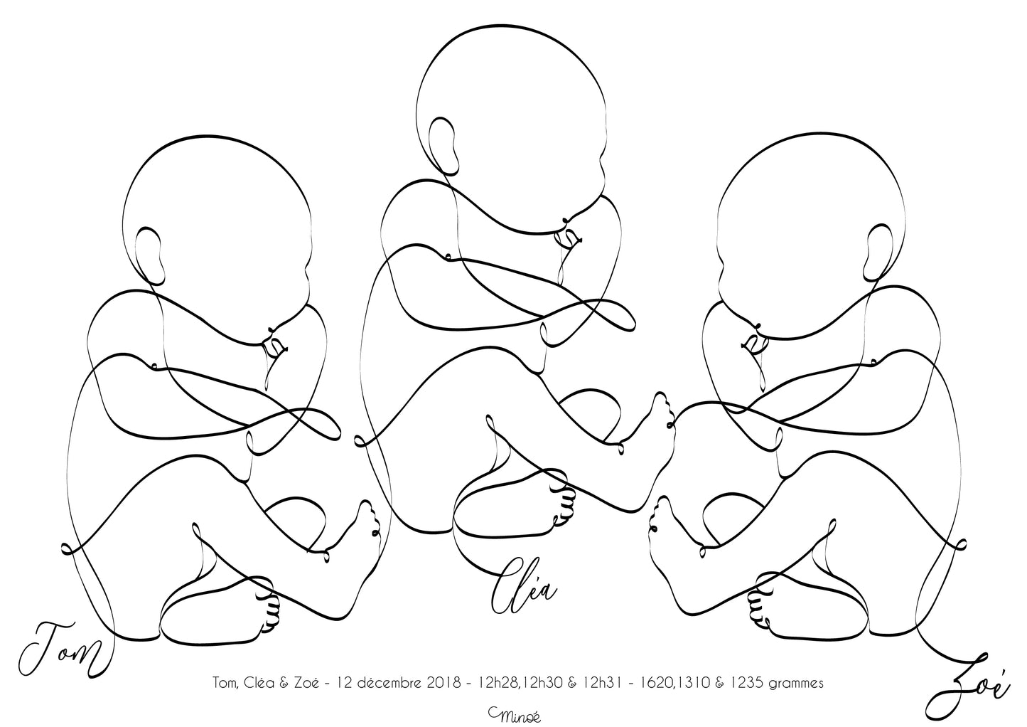 Illustration de naissance - triplés