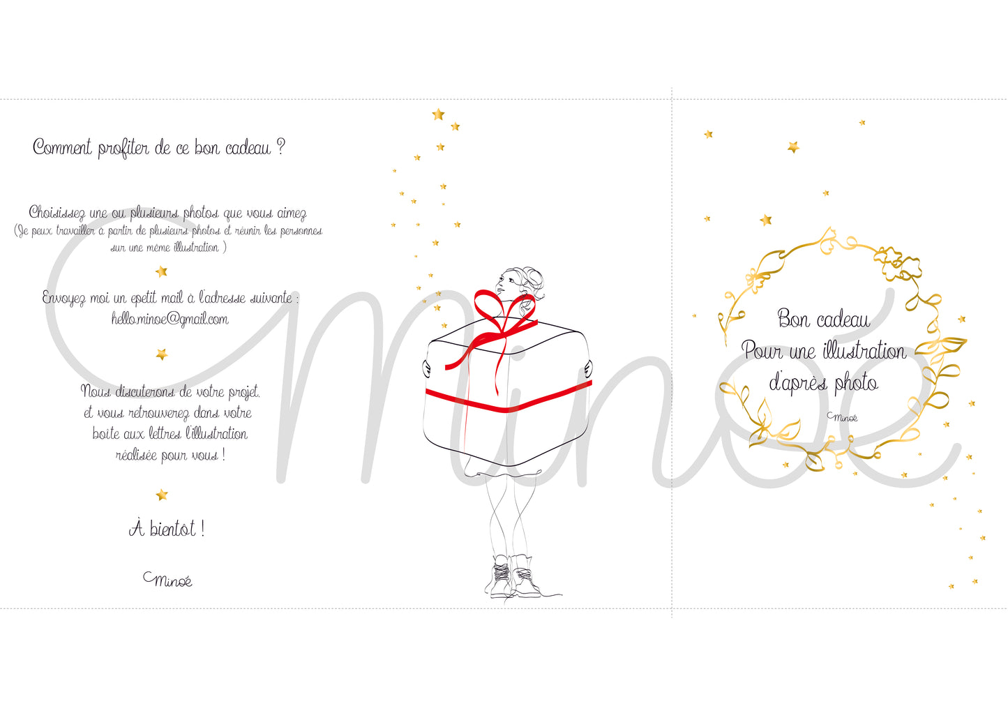 Printable - Bon cadeau à imprimer - Illustration d'après photo - format A3