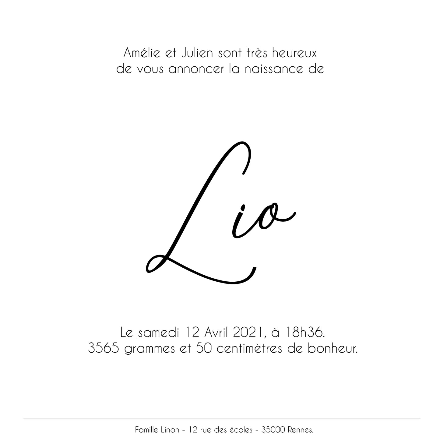 Faire-part de naissance - 2 pages - modèle 1 - printable