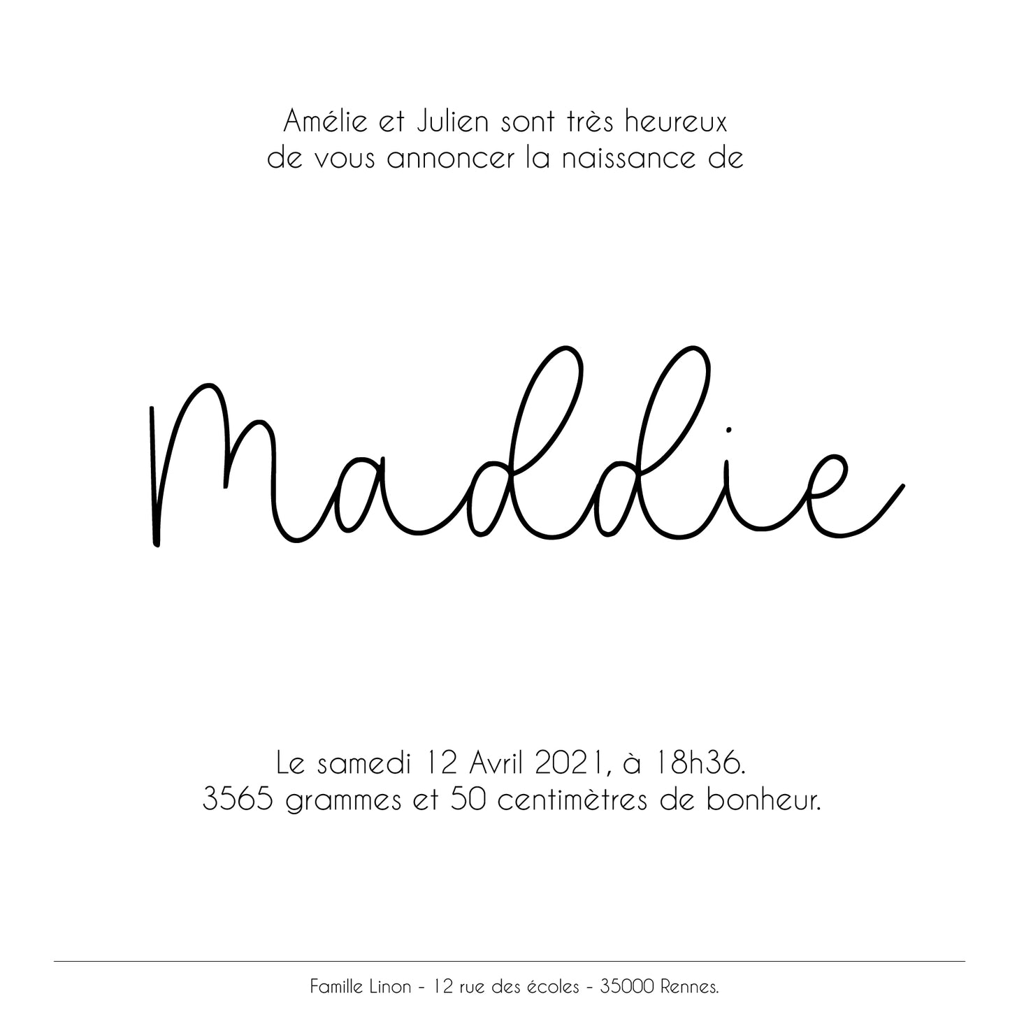 Faire-part de naissance - 2 pages - modèle 7 - printable