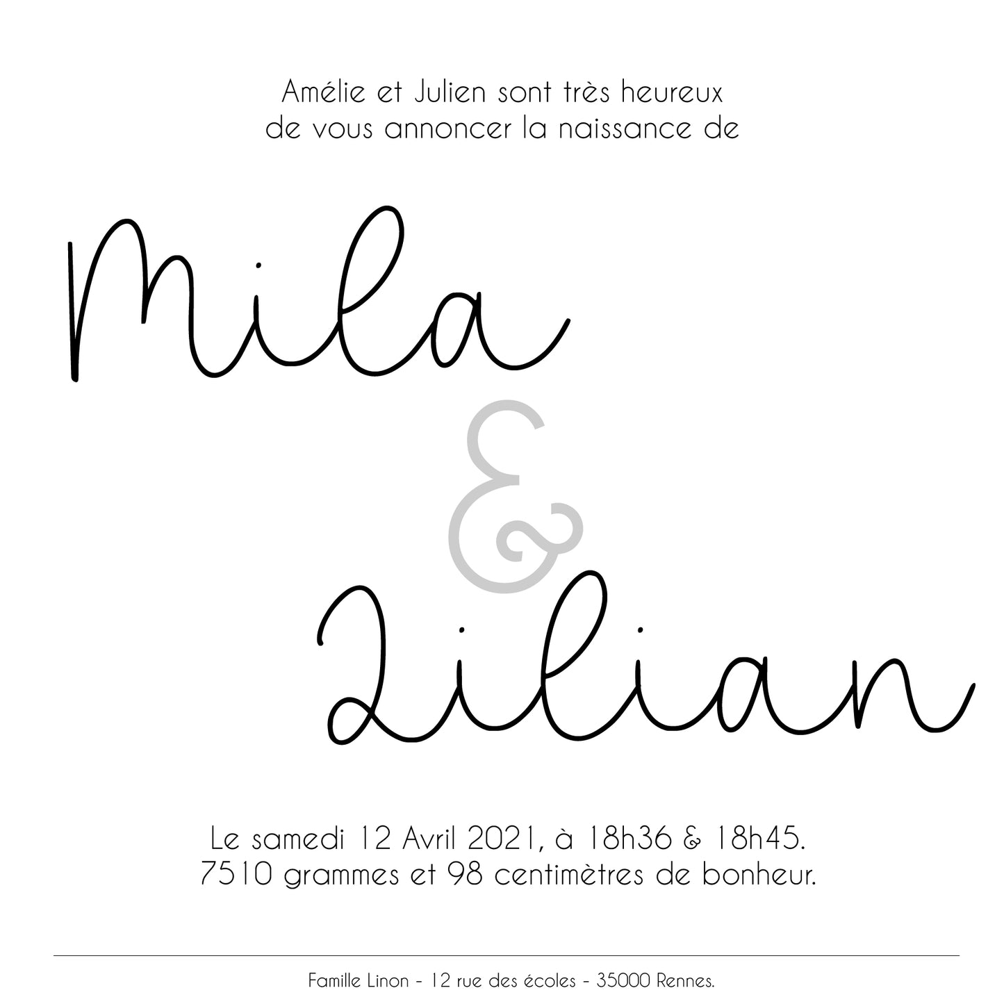 Faire-part de naissance - 2 pages - modèle 9 - printable